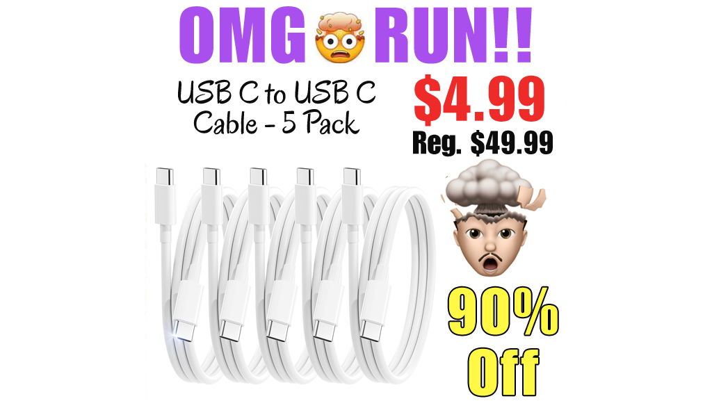 USB C to USB C Cable - 5 Pack Only $4.99 Shipped on Amazon (Regularly $49.99)