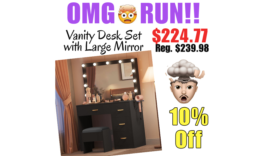 Vanity Desk Set with Large Mirror Only $224.77 on Amazon (Regularly $239.98)