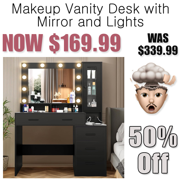 Makeup Vanity Desk with Mirror and Lights Only $169.99 Shipped on Amazon (Regularly $339.99)