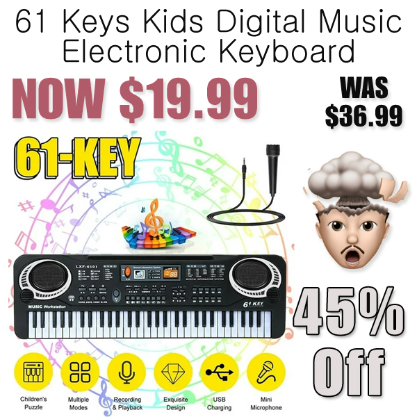 61 Keys Kids Digital Music Electronic Keyboard Only $19.99 on Walmart.com (Regularly $36.99)