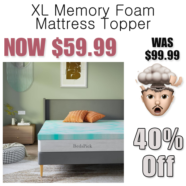 XL Memory Foam Mattress Topper Only $59.99 Shipped on Amazon (Regularly $99.99)