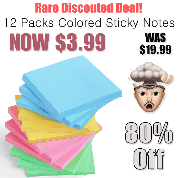12 Packs Colored Sticky Notes Only $3.99 Shipped on Amazon (Regularly $19.99)