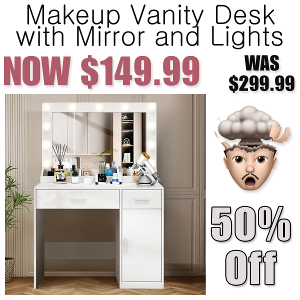 Makeup Vanity Desk with Mirror and Lights Only $149.99 Shipped on Amazon (Regularly $299.99)