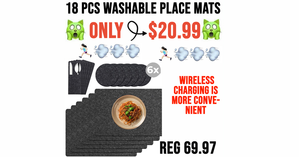 18 PCS Washable Place Mats Only $20.99 Shipped on Amazon (Regularly $69.97)