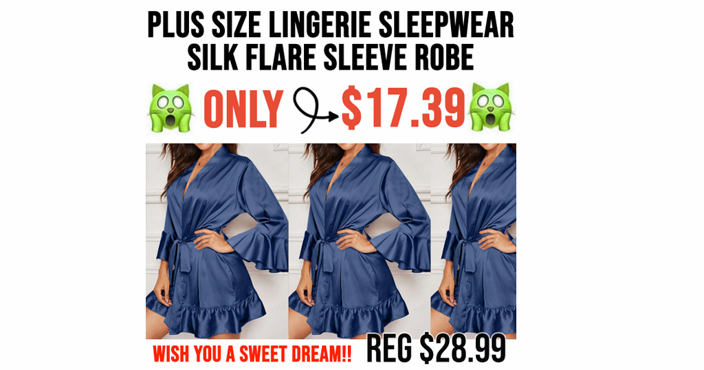 Plus size Lingerie Sleepwear Silk Flare Sleeve Robe Only $17.39 Shipped (Regularly $28.99)