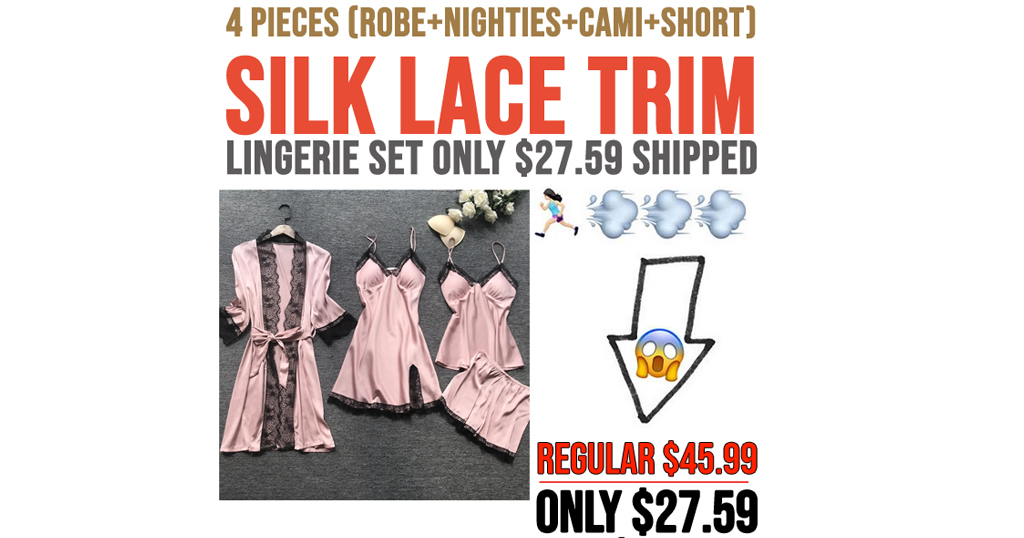 Silk Lace Trim Lingerie Set Only $27.59 Shipped (Regularly $45.99)