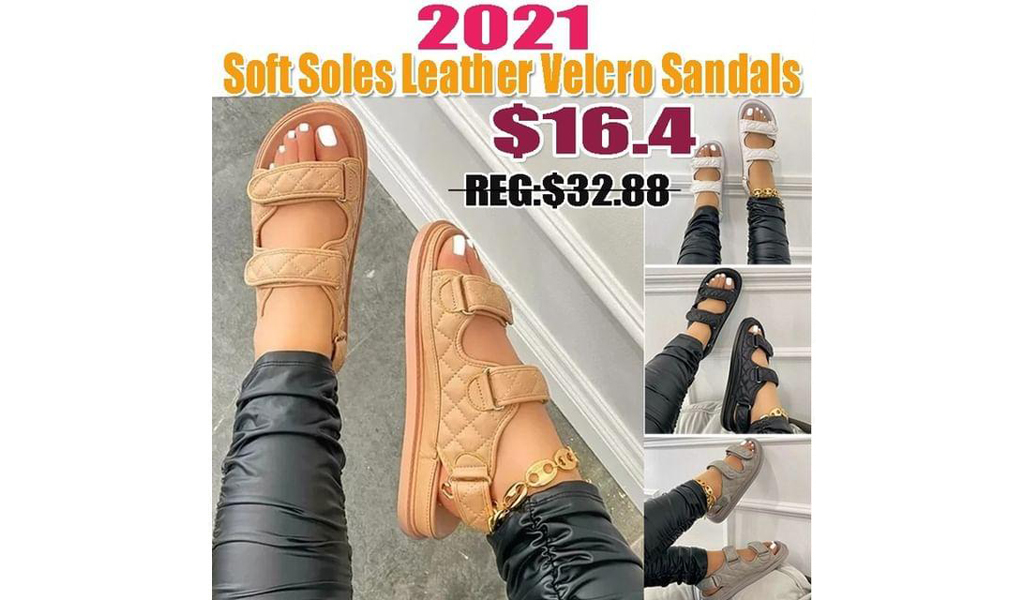 2021 New Fashion Women Soft Soles Leather Velcro Sandals +Free Shipping!