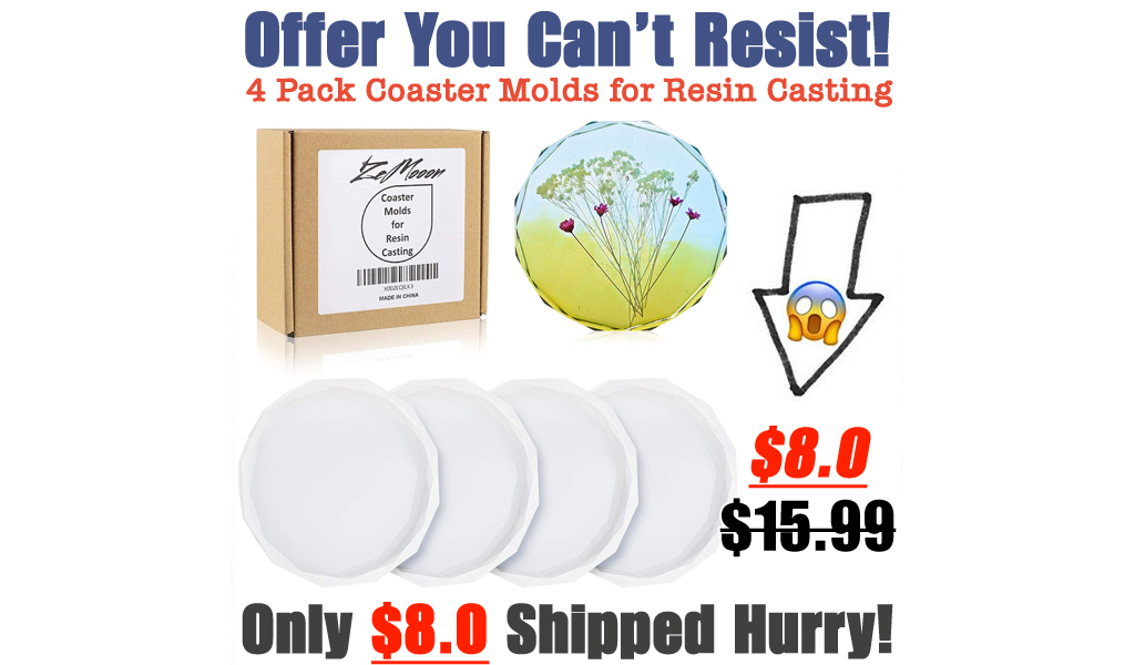 4 Pack Coaster Molds for Resin Casting Only $8.0 Shipped on Amazon (Regularly $15.99)