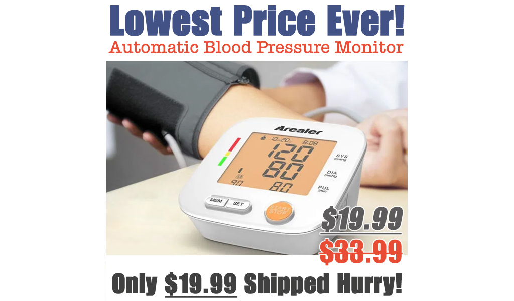 Automatic Blood Pressure Monitor w/ Large LED Screen Just $19.99 Shipped on Amazon (Regularly $33.99)