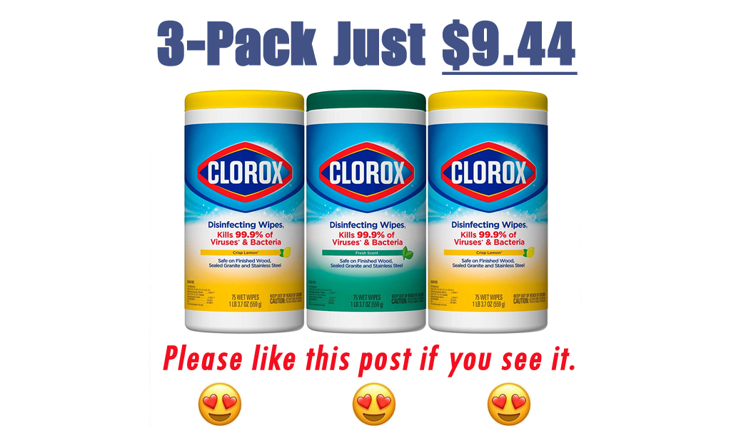 Clorox Disinfecting Wipes 3-Pack Just $9.44 Shipped on Amazon