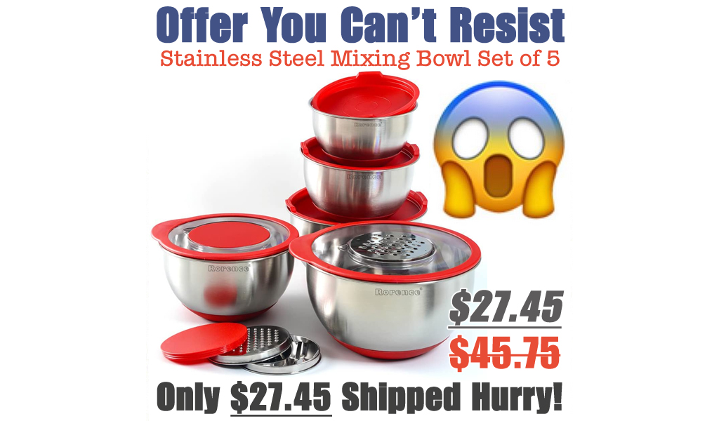 Stainless Steel Mixing Bowl Set of 5 Only $27.45 Shipped on Amazon (Regularly $45.75)