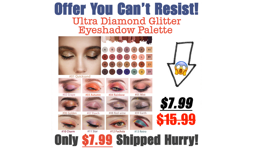 Ultra Diamond Glitter Eyeshadow Palette Just $7.99 Shipped on Amazon (Regularly $15.99)