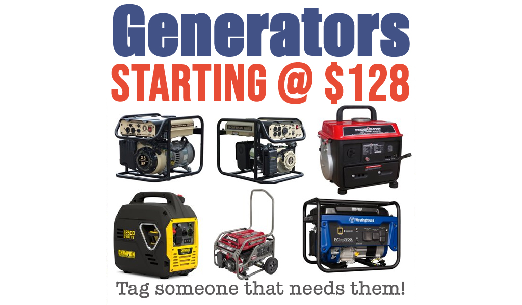 Generator Deals Starting at $128 on Walmart.com