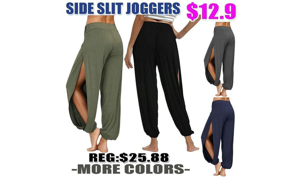 Women Side Slit Joggers Active Workout Sweatpants+Free Shipping!