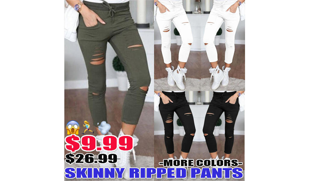 Women Skinny Ripped Pants+Free Shipping!