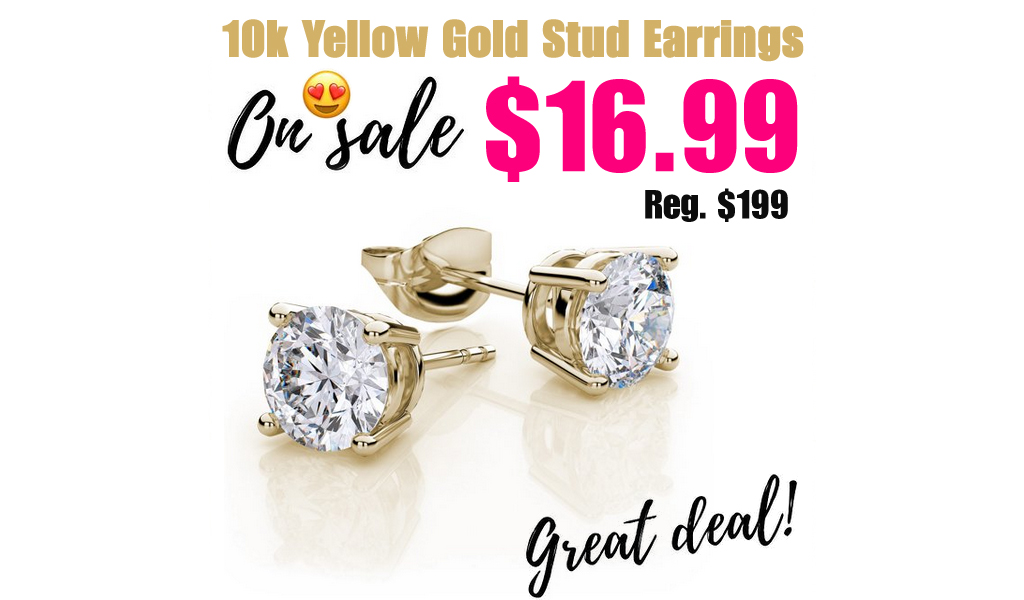 10k Yellow Gold White Sapphire 4 Carat Round Stud Earrings Only $16.99 Shipped on Walmart.com (Regularly $199)