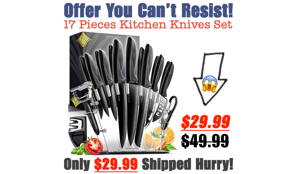 17 Pieces Kitchen Knives Set Only $29.99 Shipped on Amazon (Regularly $49.99)