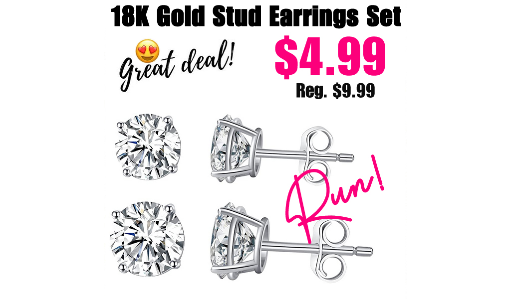 18K Gold Stud Earrings Set Only $4.99 Shipped on Amazon (Regularly $9.99)