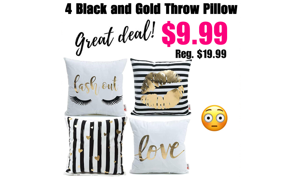 4 Black and Gold Throw Pillow Only $9.99 Shipped on Amazon (Regularly $19.99)
