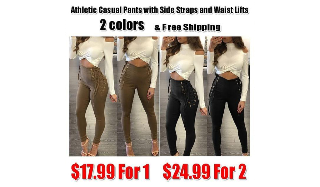 Athletic Casual Pants with Side Straps and Waist Lifts