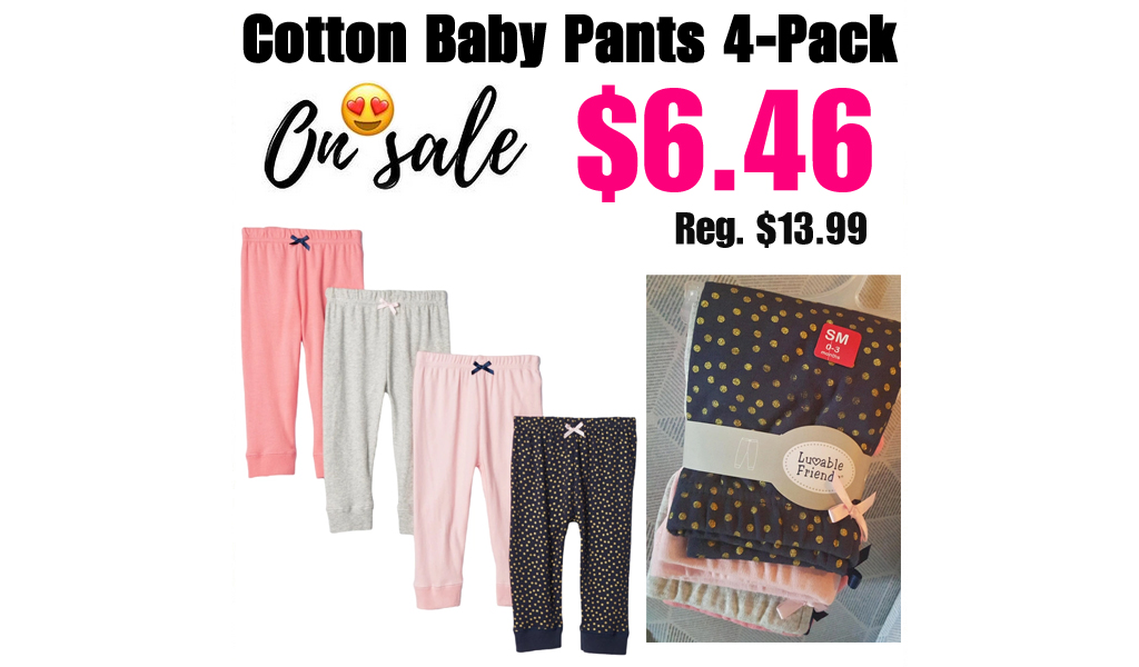 Cotton Baby Pants 4-Pack Only $6.46 on Amazon
