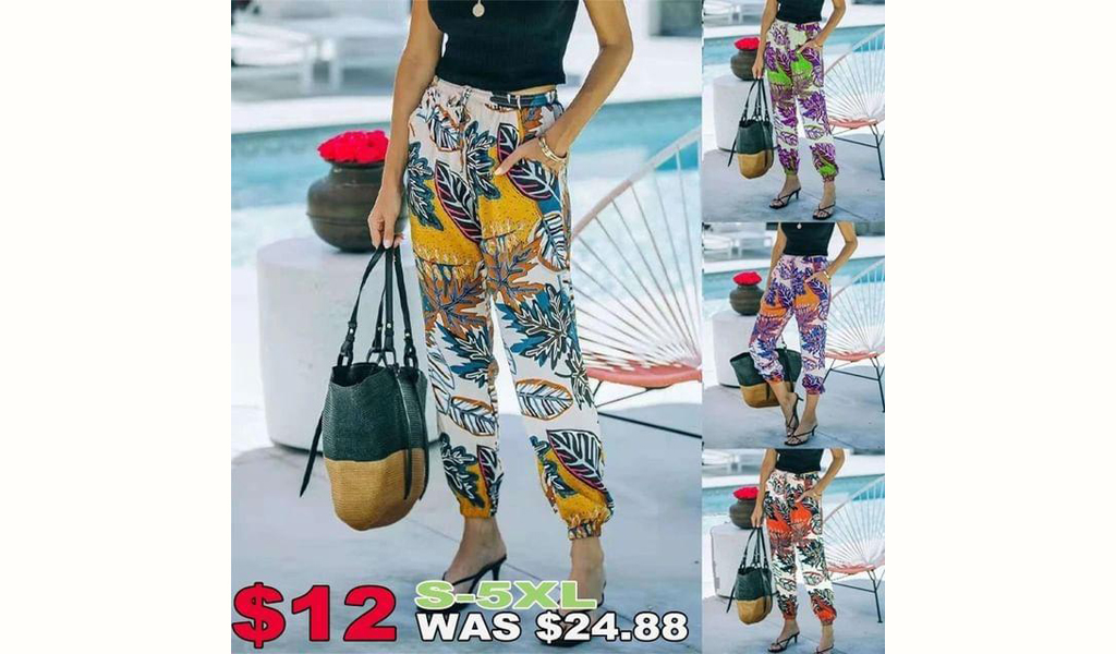 2021 New Women Retro Pocket Multicolor Printed Loose Trousers S-5XL+Free Shipping!
