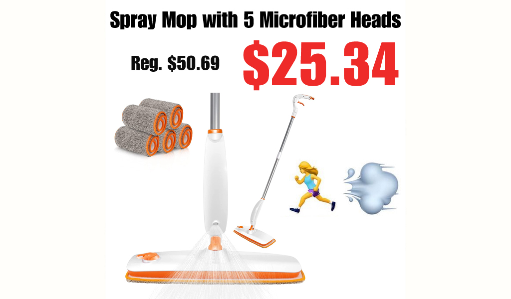 Spray Mop with 5 Microfiber Heads Only $25.34 Shipped on Amazon (Regularly $50.69)