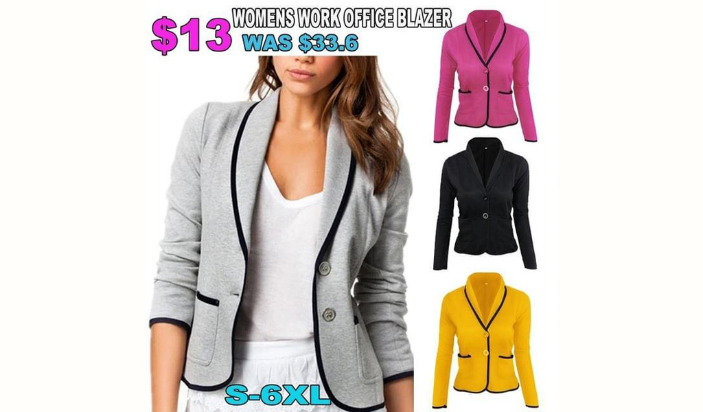 Womens Casual Work Office Jackets Blazer Suit With Pockets+Free Shipping!