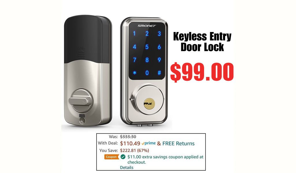 Keyless Entry Door Lock Only $99.00 Shipped on Amazon (Regularly $333.30)