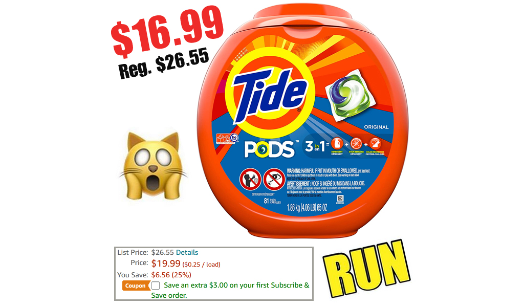 Tide PODS Detergent - 81 Count Only $16.99 Shipped on Amazon (Regularly $26.55)