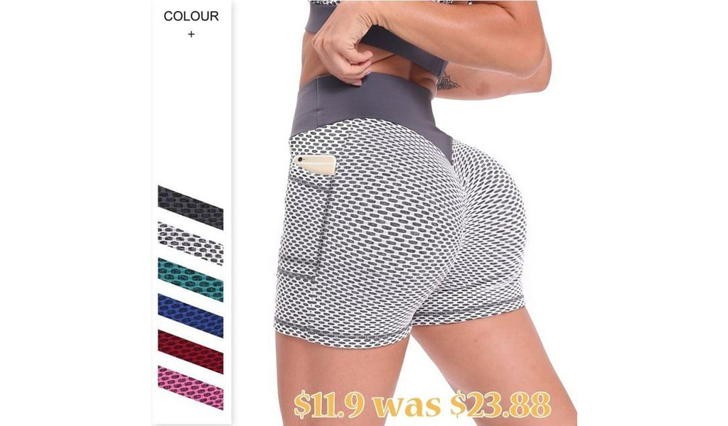 Women Yoga Fitness Honeycomb Pocket High Waist Sexy Hip-Lifting Breathable Shorts+Free Shipping!