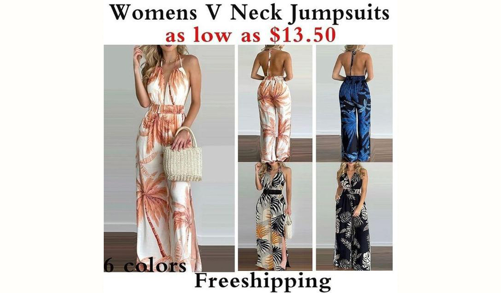 Women's V Neck Jumpsuit