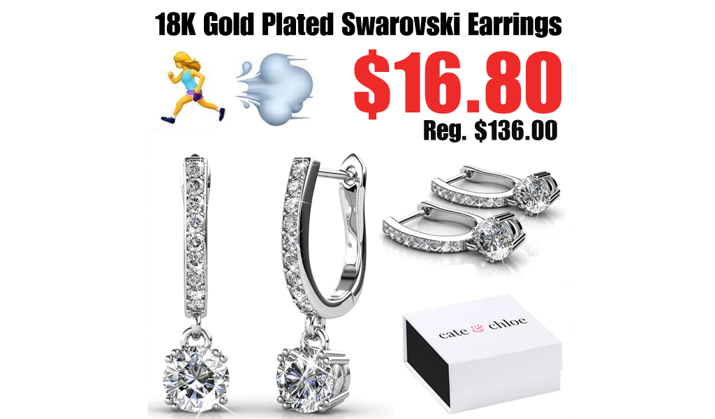 Cate & Chloe 18K Gold Plated Swarovski Earrings Only $16.80 Shipped