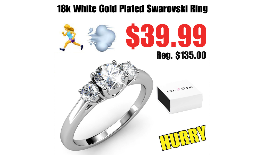 Cate & Chloe 18k White Gold Plated Swarovski Ring Just $39.99 Shipped