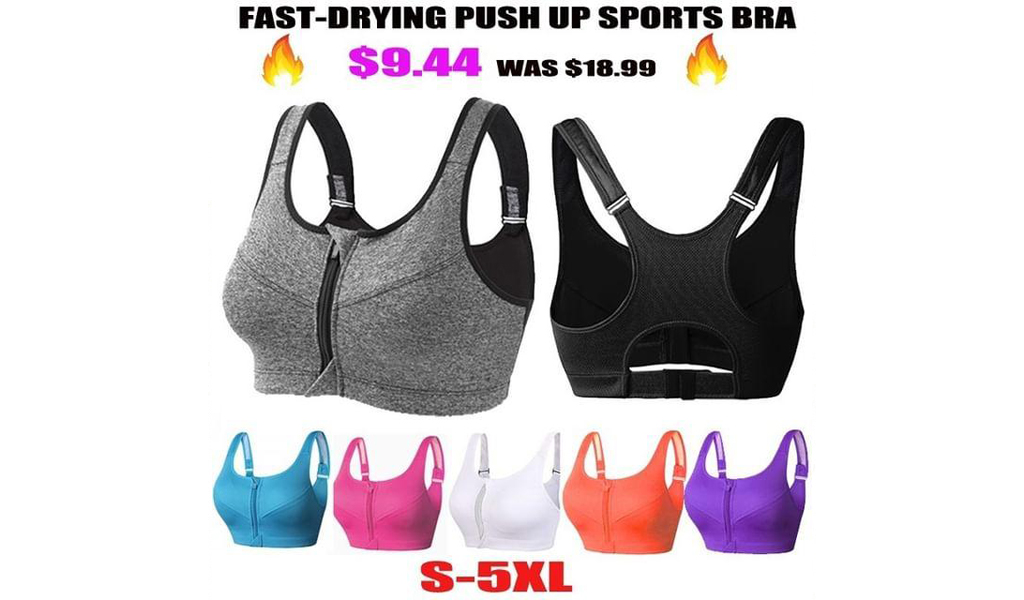 Women Fast-Drying Comfortable Breathable Sports Bra Front Zipper Push Up Brassiere Sportswear+Free Shipping!