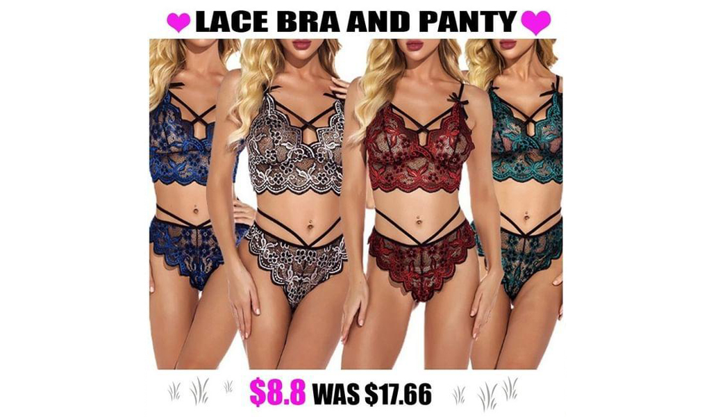 Women Lingerie Set Lace Bra And Panty Sets Strappy 2 Piece+Free Shipping!