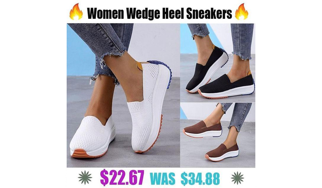 Women's Hollow-Out Fabric Wedge Heel Sneakers+Free Shipping!
