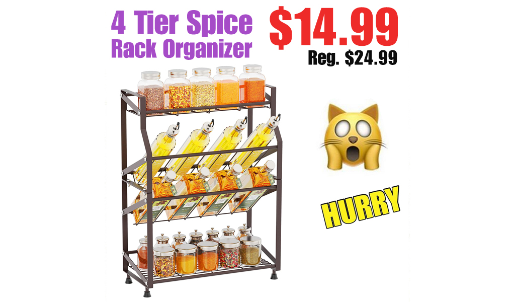 4 Tier Spice Rack Organizer Only $14.99 Shipped on Amazon (Regularly $24.99)