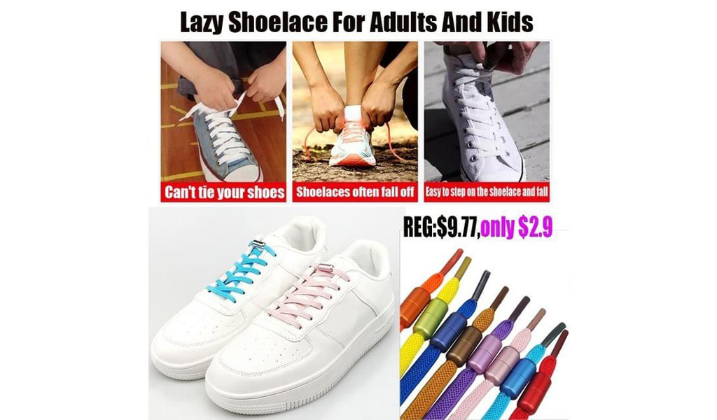 Elastic No Tie Shoe Laces For Adults And Kids+Free Shipping!
