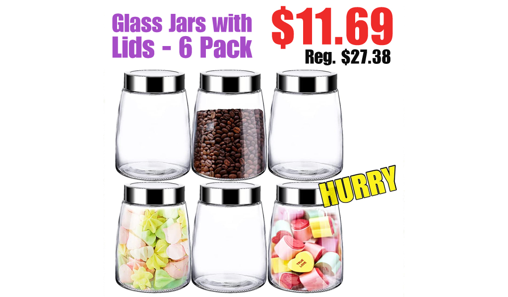 Glass Jars with Lids - 6 Pack Only $11.69 Shipped on Amazon (Regularly $27.38)
