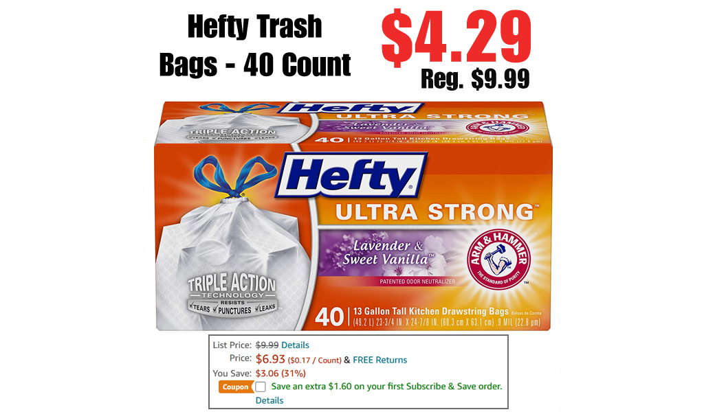 Hefty Trash Bags - 40 Count Only $4.29 Shipped on Amazon (Regularly $9.99)