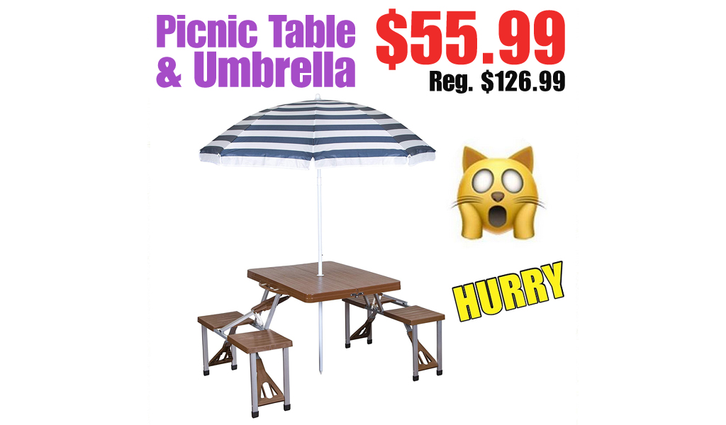Picnic Table & Umbrella Only $55.99 Shipped on Amazon (Regularly $126.99)