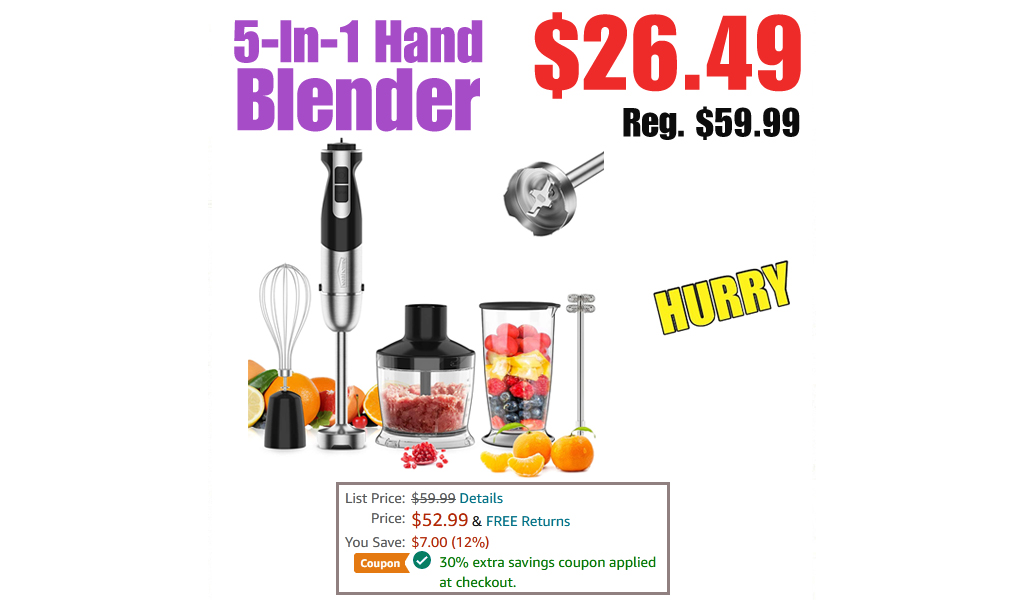 5-In-1 Hand Blender Only $26.49 Shipped on Amazon (Regularly $59.99)