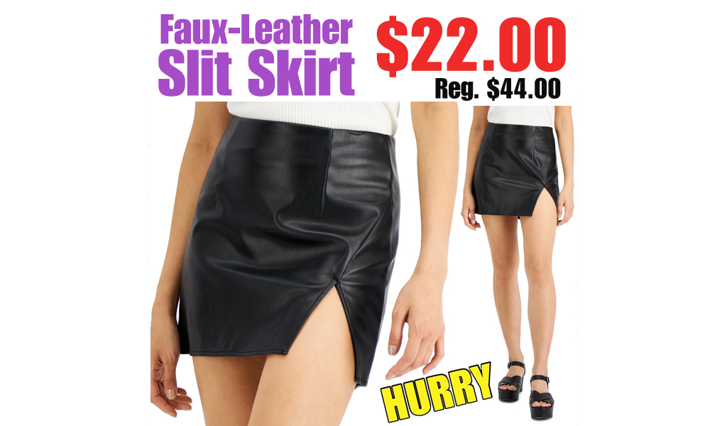 Faux-Leather Slit Skirt Only $22.00 on Macys.com (Regularly $44.00)