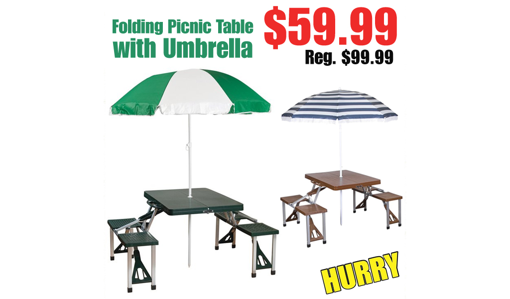 Folding Picnic Table with Umbrella Only $59.99 on Walmart.com (Regularly $99.99)