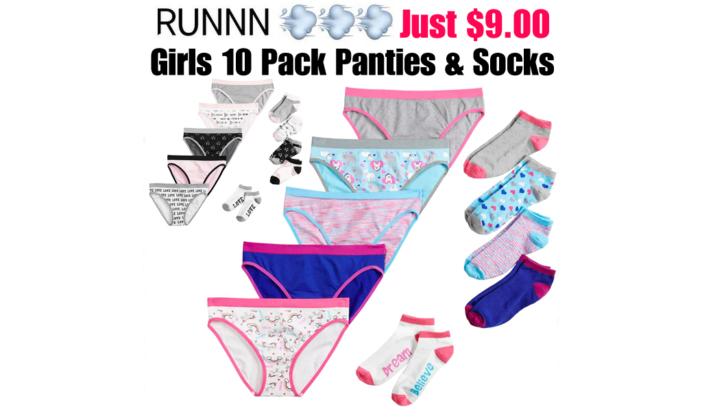 Girls 10 Pack Panties & Socks Only $9.00 on Kohls.com