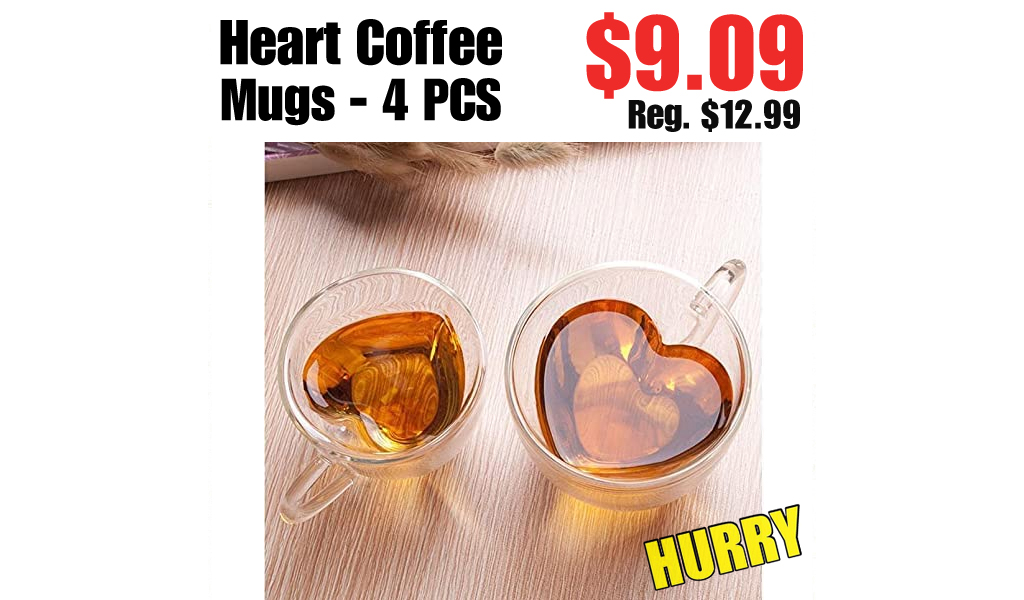 Heart Coffee Mugs - 4 PCS Only $9.09 on Amazon (Regularly $12.99)