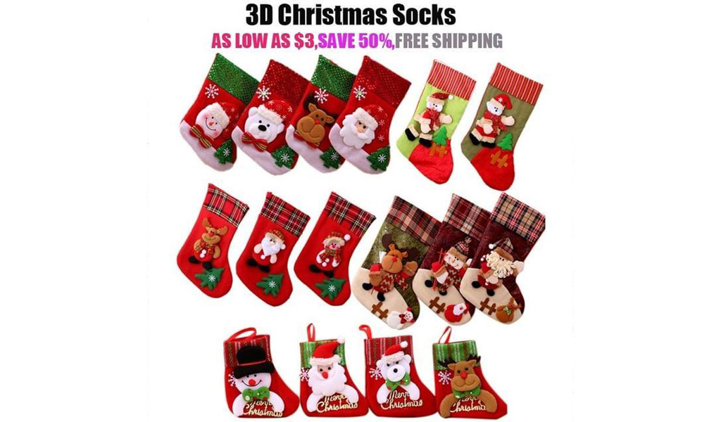 Lovely Embroidery Pattern Christmas Stockings For Family Decorations & Xmas Holiday Party
