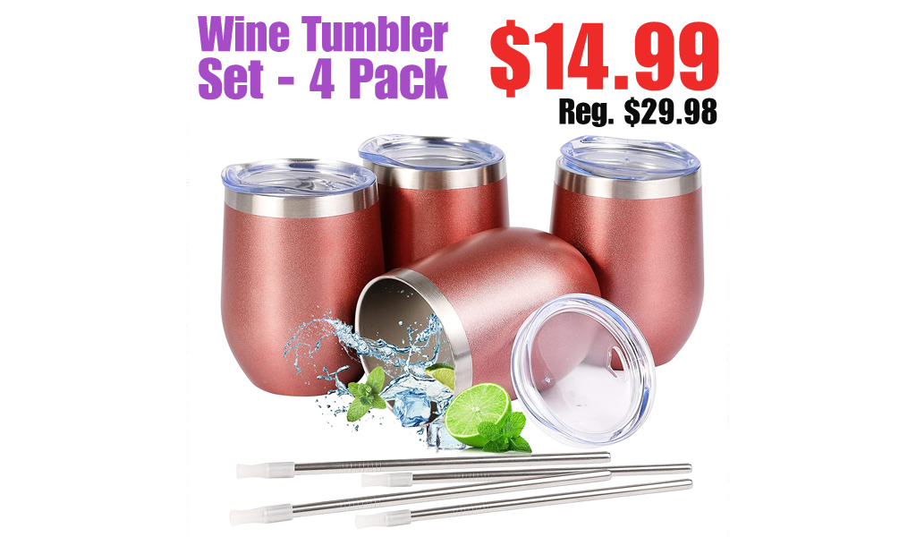 Wine Tumbler Set - 4 Pack Only $14.99 Shipped on Amazon (Regularly $29.98)