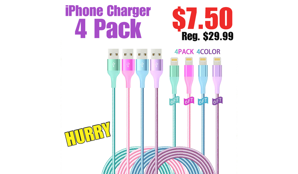 iPhone Charger - 4 Pack Only $7.50 Shipped on Amazon (Regularly $29.99)